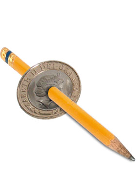 cigarette through coin trick Zane's Magic Shop - Pencil/Cigarette through £2.00 Coin